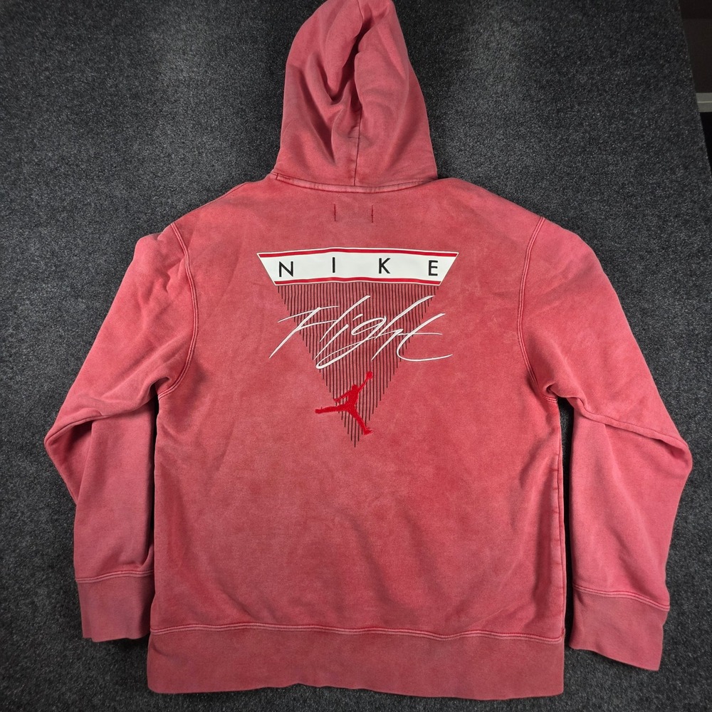 Jordan Flight Hoodie Mens Large Red Washed Fleece Pullover CV2366-687